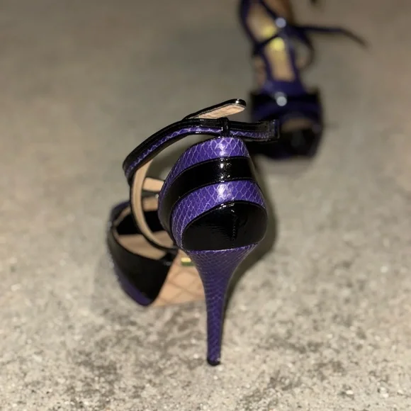 L.A.M.B by Gwen Stefani purple and black snake skin heels 
Great condition! - Picture 8 of 16